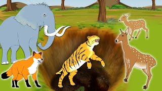 चालाक हिरण लोमड़ी हाथी और बाघ का हमला Deer Fox Elephant nd Tiger Attack Story Moral Stories in Hindi