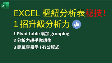 Excel樞紐分析表秘技！一招升級你嘅分析力👍 | 1 Pivot table 裏加 grouping | 2 分析力超乎你想像 | 3 簡單容易學, 冇公式編寫