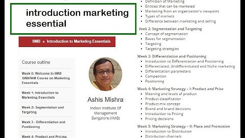 SWAYAM | Week-1 | INTRODUCTION TO MARKETING ESSENTIALS | IIM-B Assignment-1 Solutions