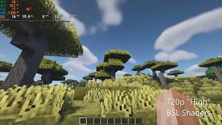 Intel Core I5-6200U+Intel HD 520 graphics | Test in Minecraft Java edition 1.18.2 with shaders