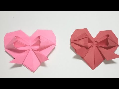 Cute Paper HEART WITH BOW  Easy Origami Tutorial DIY 