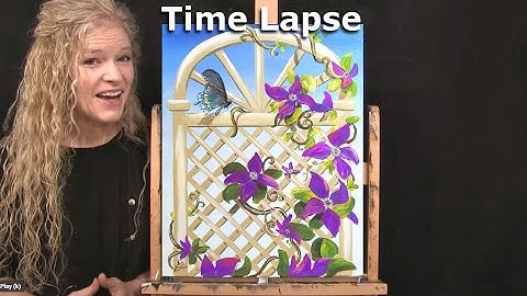 Hoe je BLOEM, WIJNSTOKKEN en VLINDER kunt tekenen en schilderen met acrylverf - Time-lapse - Eenv...