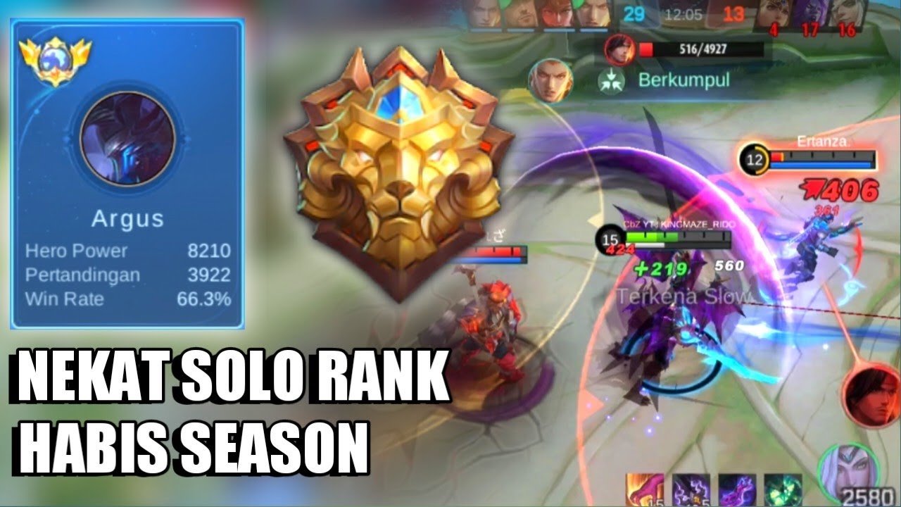 HABIS SEASON LANGSUNG NEKAT SOLO RANK | PUSH MMR ARGUS TO TOP GLOBAL