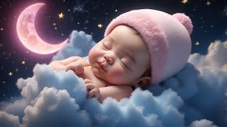 Sleepy Clouds Lullaby 🌙 | Baby Girl Sleeping in Soft Pink Clouds  Mozart's Soothing Lullaby for Kids