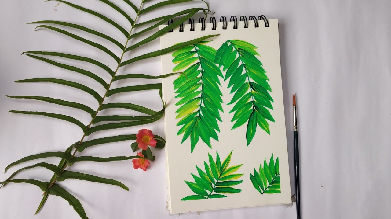 One stroke leaf painting/ palm leaf acrylic painting YouTube