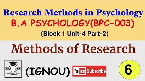 #IGNOU BPC 003||#Research Methods in Psychology||#Methods of Research||#Block1||#Unit 4||Part 2