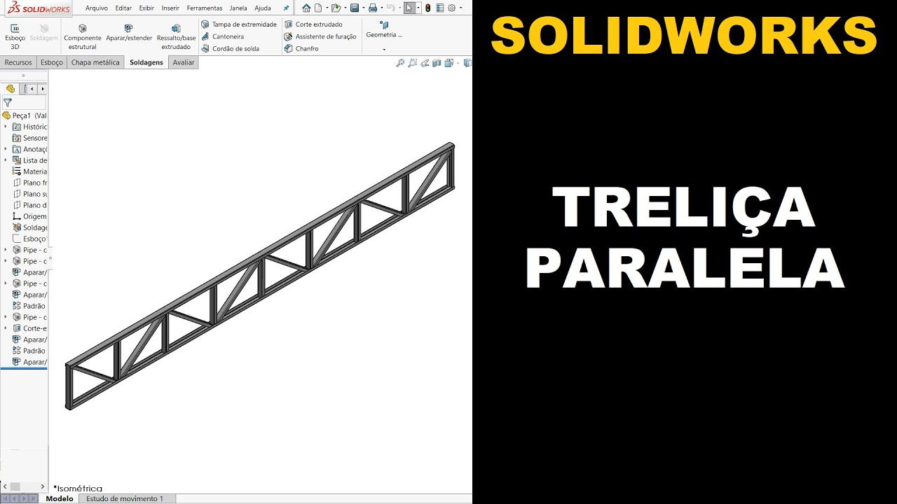 TRELIÇA DE BANZOS PARALELOS | COMO PROJETAR NO SOLIDWORKS 