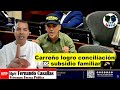 Carreño logra conciliación subsidiofamiliar en senado y cámara