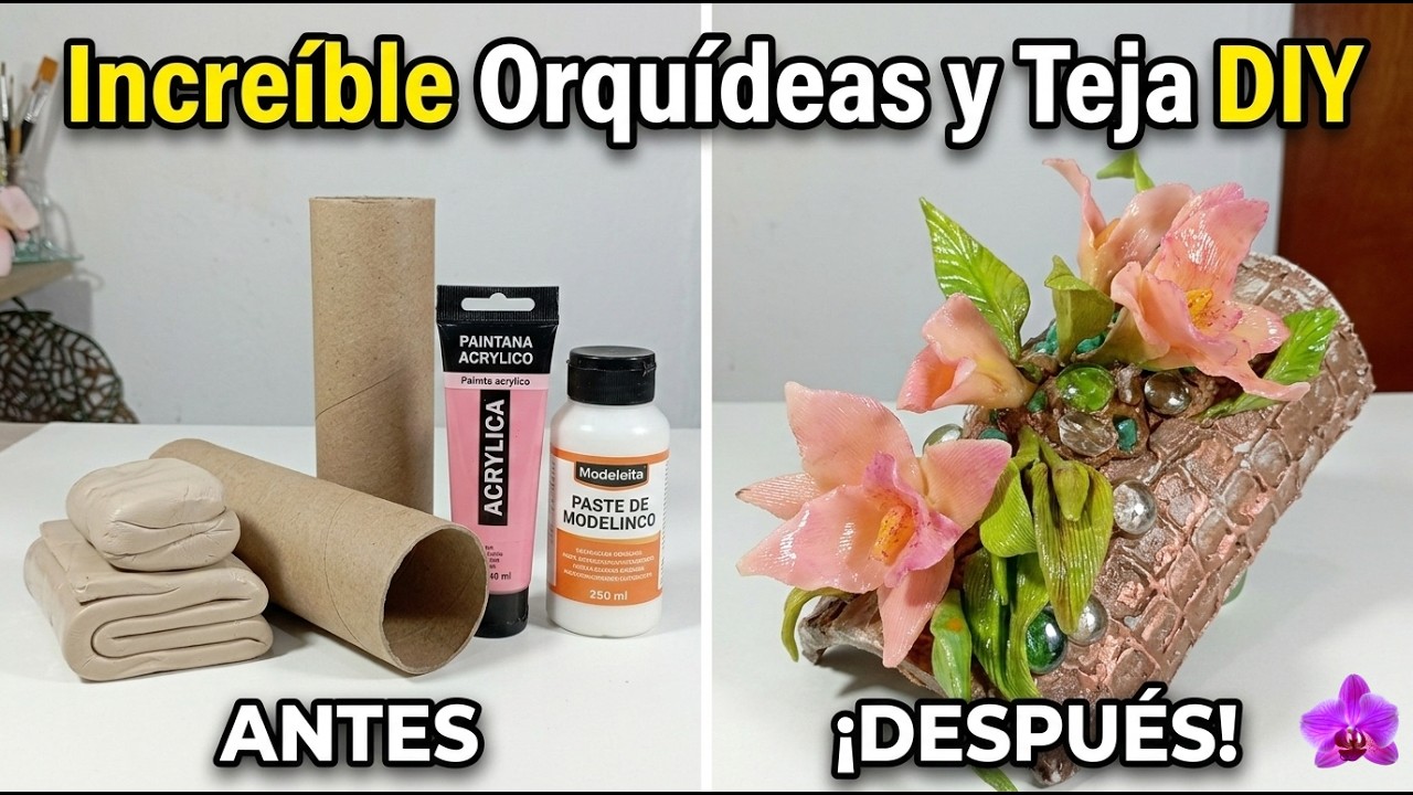 Cómo hacer ORQUÍDEAS de Porcelana Fría y Tejas Caseras!!!