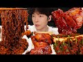 ASMR MUKBANG | 짜파구리 붐바스틱 치킨 고추김치 먹방 SPICY BLACK BEAN NOODLES & SPICY BBQ CHICKEN チキン チャジャンラーメン