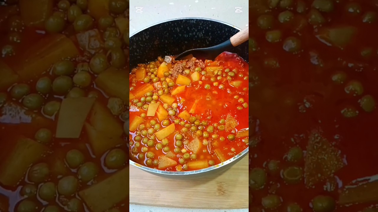 💫 Selam arkadaşlar 🤗 Çok pratik ve lezzetli patatesli bezelye yemeği tarifi ile geldim 👌😋 #tarif