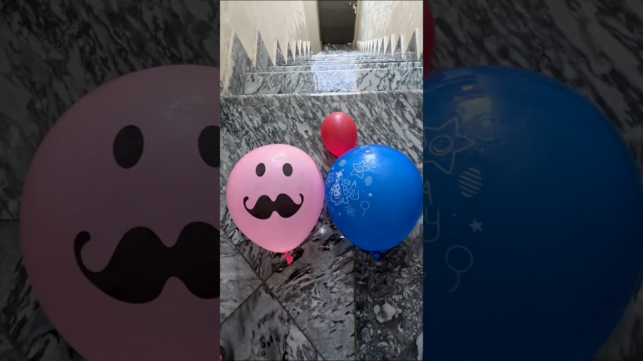 POV: Pink Mustache Balloon VS Blue Star Balloon VS Small Red Balloon Drop Test 💦🎈 | ASMR in 4K
