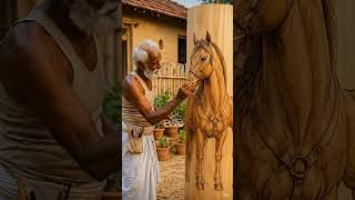 Old man make a Life size horse#woodart #shortsvideo