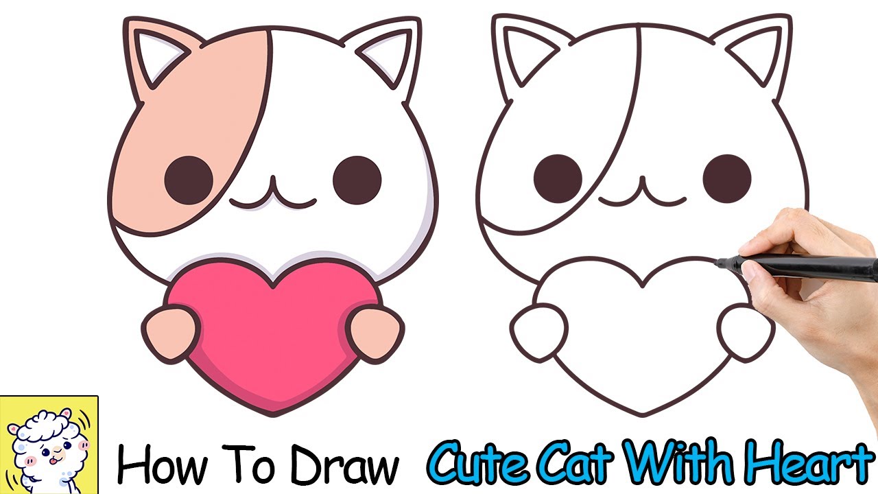 How To Draw A Cute Cat With Heart - girly cat face roblox