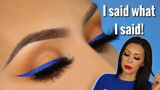 Blue eyeliner Red lip tutorial YouTuber rant