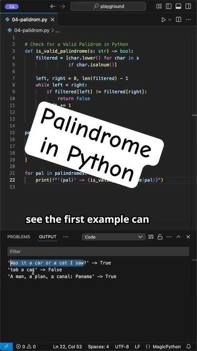 Check for a Valid Palindrome in Python with two-pointers? #coding # ...