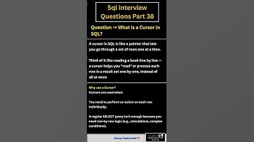 Sql interview questions Part 38 | What is Cursor in sql #sql#sqltraining #sqlbasics #sqlforbeginners