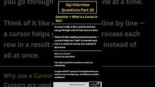 Sql interview questions Part 38 | What is Cursor in sql #sql#sqltraining #sqlbasics #sqlforbeginners