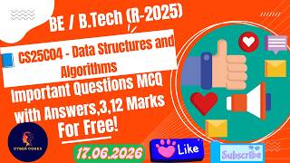 CS25C04 Data Structures and Algorithms Important Questions & MCQs ,3 & 13 Marks | Pass in One Day Wealth