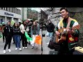 Jacob Koopman performs Classic Dublin Song &quot;Molly Malone&quot; on Saint Patrick&#39;s Day in Dublin.