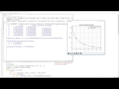 Numerical Methods 2022: 04-09 Least Squares Regression: Nonlinear Model Using Python Part 2