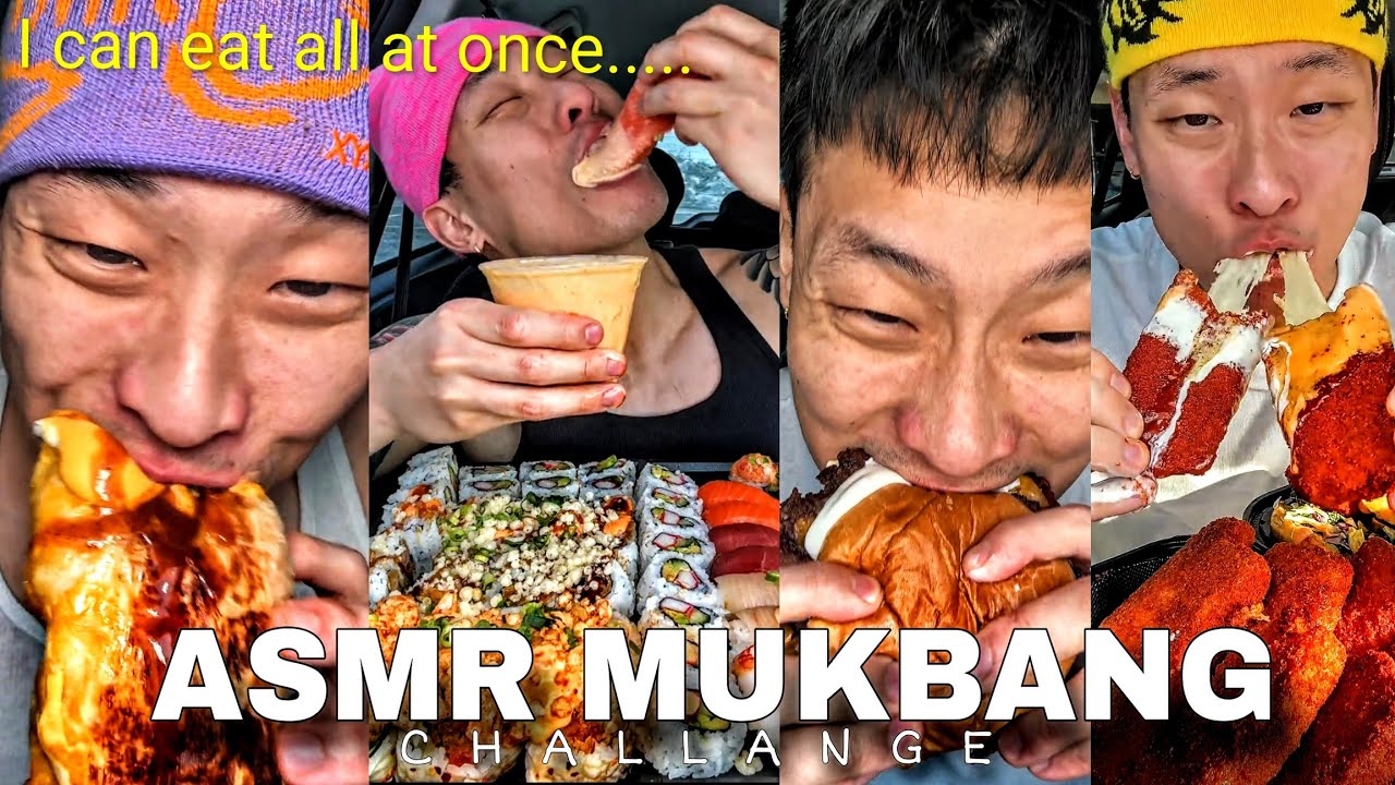 ASMR MUKBANG CHALLENGE COMPILATION (Part-8)🥵🔥CHICKEN BURGER & CHEESE TACO & NOODLES 