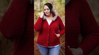 Want to make this #crochet #jacket #red #pattern #fauxfur #hood #cardigan #fauxfurcoat #plussize
