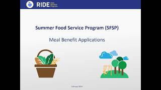 SFSP New Sponsor Training- Meal Benefit Applications screenshot 1