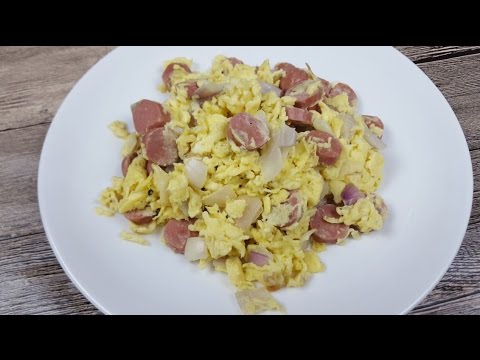 Stir-fry eggs with sausage (炒鸡蛋与香肠) - YouTube