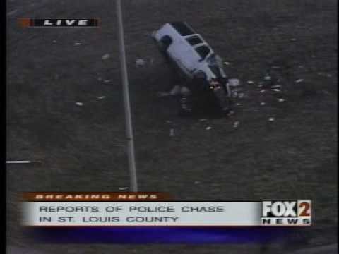 Bad Wreck in St. Louis, MO - Police chase after Murder Suspect!!!