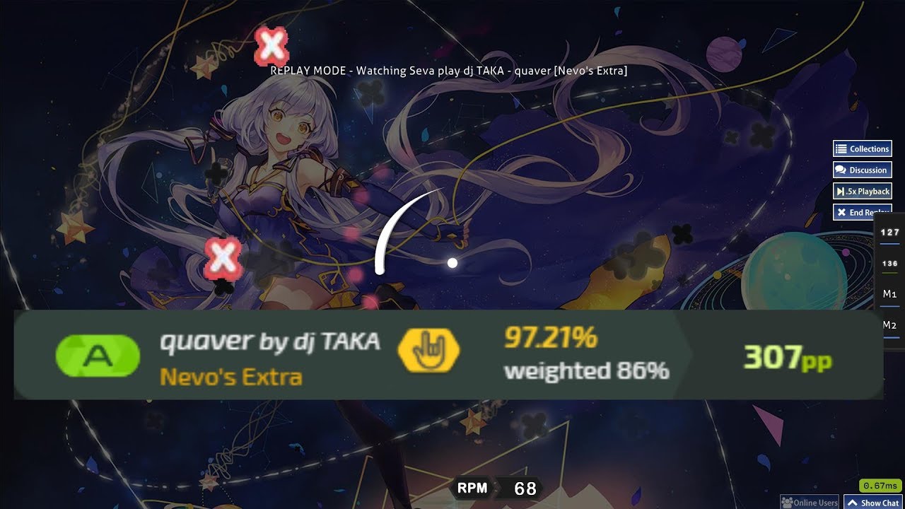 4th top play | (osu!) dj TAKA - quaver [Nevo's Extra] +HR | 307pp/97.21 ...