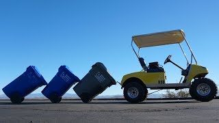 Trash Can Transport Train Via Golf Cart + Garbage Commander