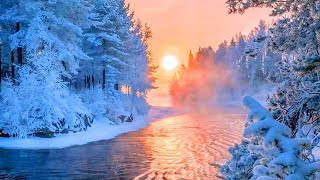 Beautiful Winter Snow Scene Relaxing Piano Music Deep Sleep Music  Heavenly Christmas Sleep Music