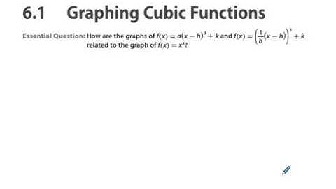 Algebra 2 Chapter 6.1 Graphing Cubic Functions