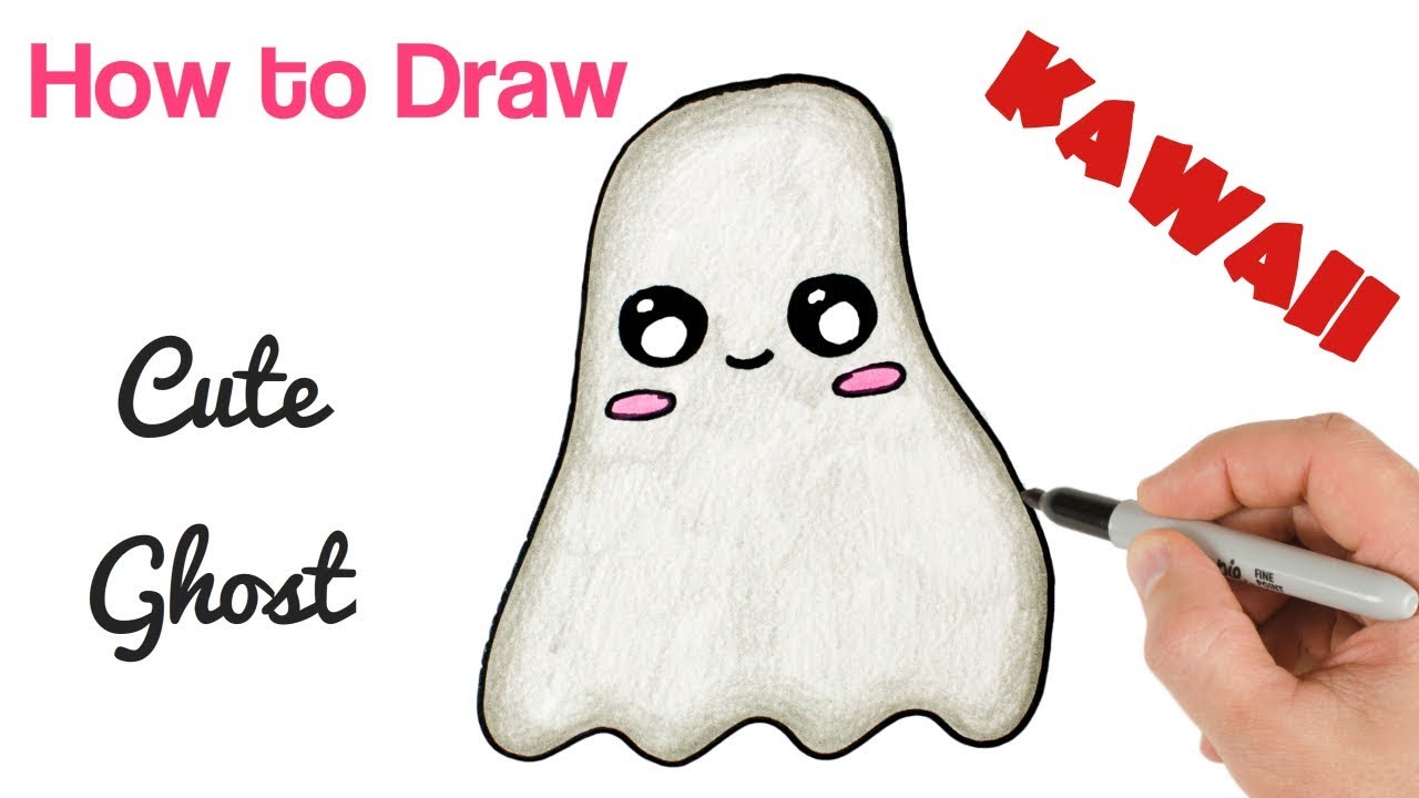 How to draw Kawaii GHOST / HALLOWEEN Drawings l Como desenhar FANTASMA  Kawaii - Drawing to Draw 