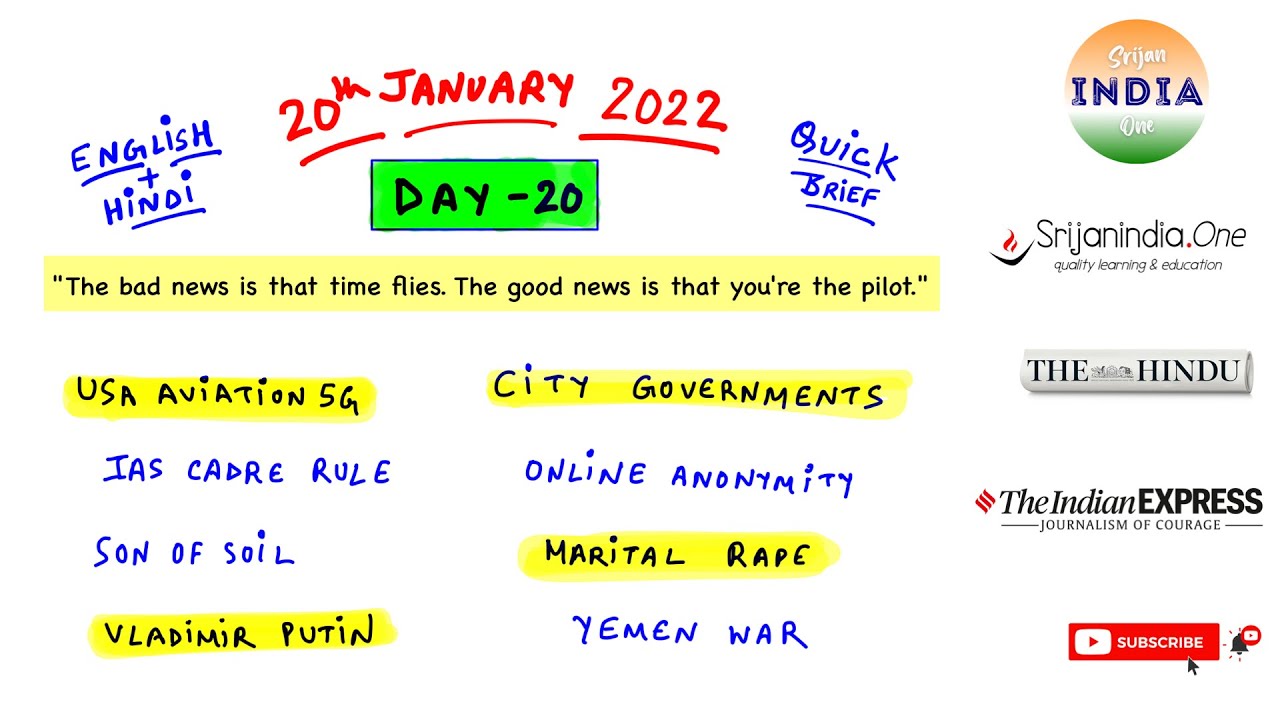 20th January 2022 | Daily Brief | Srijan India One