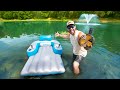 Worlds First JET POWERED Pool TOY Fish Experiment!! (mega fish feed)