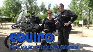 Equipo para viajar en moto de camping