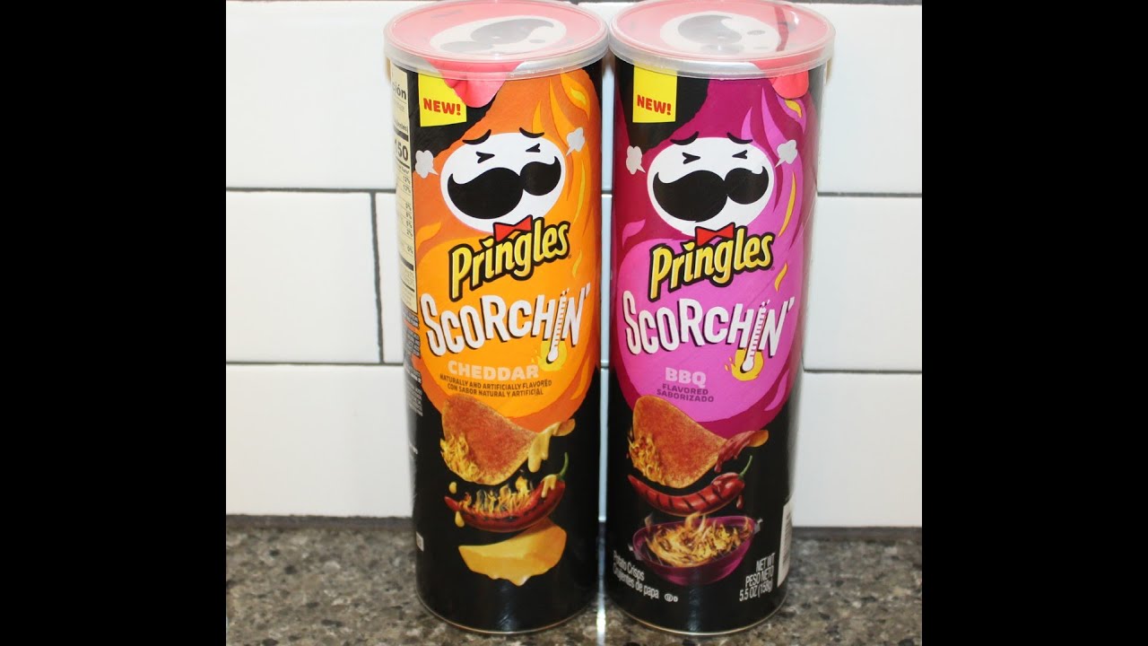 Pringles Scorchin Potato Crisps: Cheddar & BBQ Review - YouTube