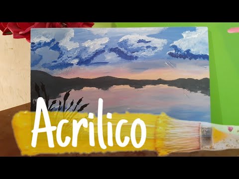 Pintura con acrílicos (Atardecer en el lago ) - YouTube