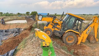 JCB 3DX Making Cake in Corn Wastes for Cow Feed and Setting up Cattle Farm Waste Bin | jcb video