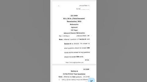 Advance Discrete Mathematics M.Sc 3rd Semester Previous Year Paper 2022 mgkvp University #mscmath