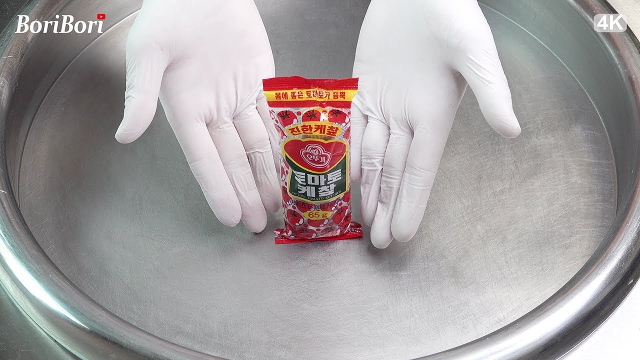 토마토 케찹 철판아이스크림(Tomato Ketchup ice cream rolls) YouTube