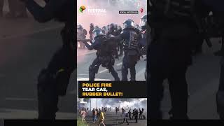 Anti-G7 protest turns violent in Geneva as police fire tear gas | #shorts