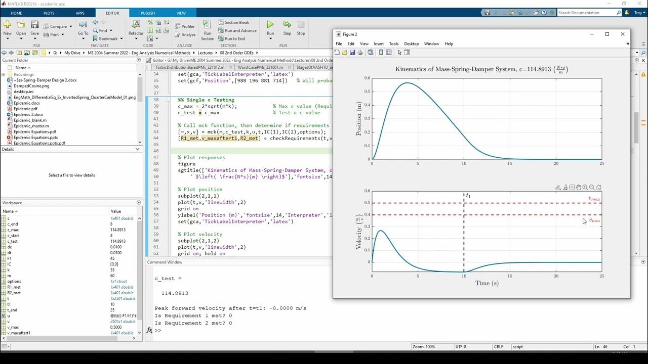 Mass-Spring-Damper MATLAB Design Problem (1/2) - YouTube