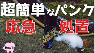 【ロードバイク】このスプレー缶1本あれば簡単にパンクの応急処置ができる！クイックショットの使い方