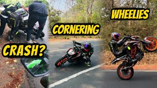 A CRAZY SUNDAY RIDE ||CRASH??|| KNEE DRAG CORNERING AND WHEELIES IN ANMOD GHAT||FEELS LIKE MOTO GP||