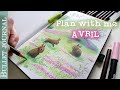 BUJO &quot;Plan with me&quot; Avril * Conseils crayons de couleurs et feutres Tombow * illustration