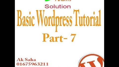Basic WordPress Part 7