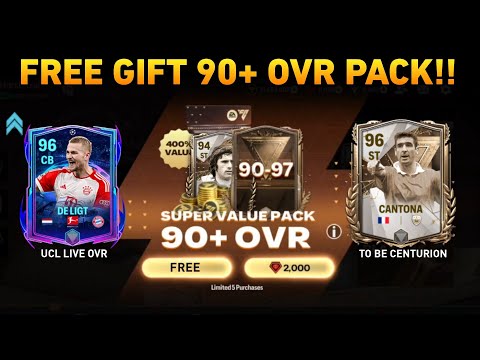 FREE GIFT 90+ OVR SUPER VALUE PACK IN FC MOBILE 24!! UCL LIVE OVR , MOMENTS &amp; CENTURION FC MOBILE!